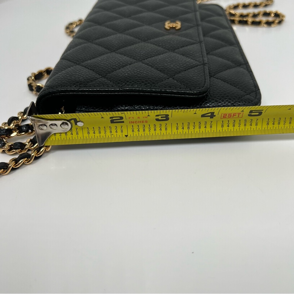 Chanel Black Quilted Caviar Classic Wallet On Chain - Picture 11 of 12